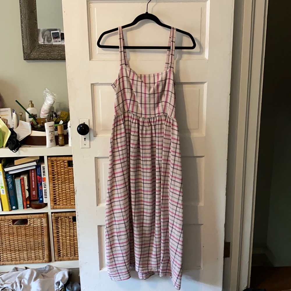 Christy Dawn pink and cream plaid dress